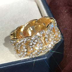 Zircon Inlaid Chain Ring For Men