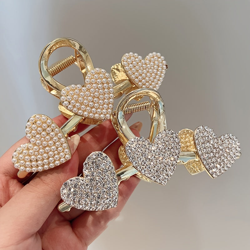 Heart Rhinestone Hair Clips Strong Hold Won't Slip