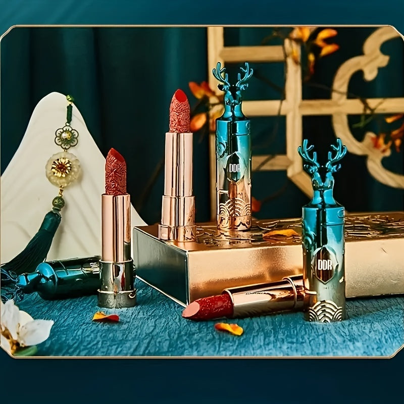 4pcs Matte Lipstick Set Box Moisturizing Nourishing Velvet Carved Lipstick