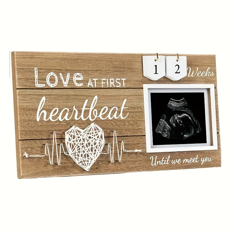 Wooden Baby Ultrasound Frame with Heartbeat Display