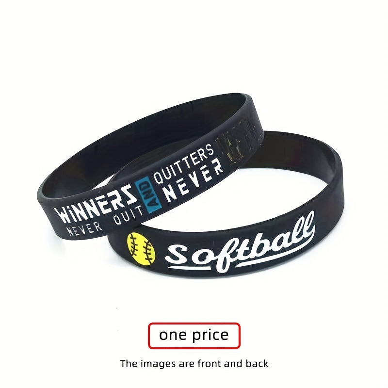 Softball Silicone Bracelet Inspirational Saying Sports Rubber Wristband