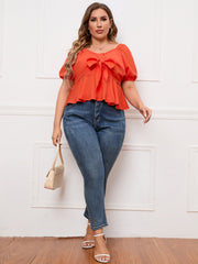  Bow Front Lantern Sleeve Blouse