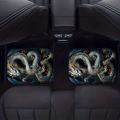 4pcs Dragon Pattern Car Floor Mats Water Absorbent Non-slip Stain Resistant Mats