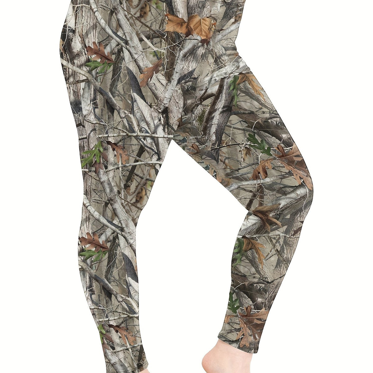  Sports Leggings Women's Plus Branch Print High Waisted Stretchy