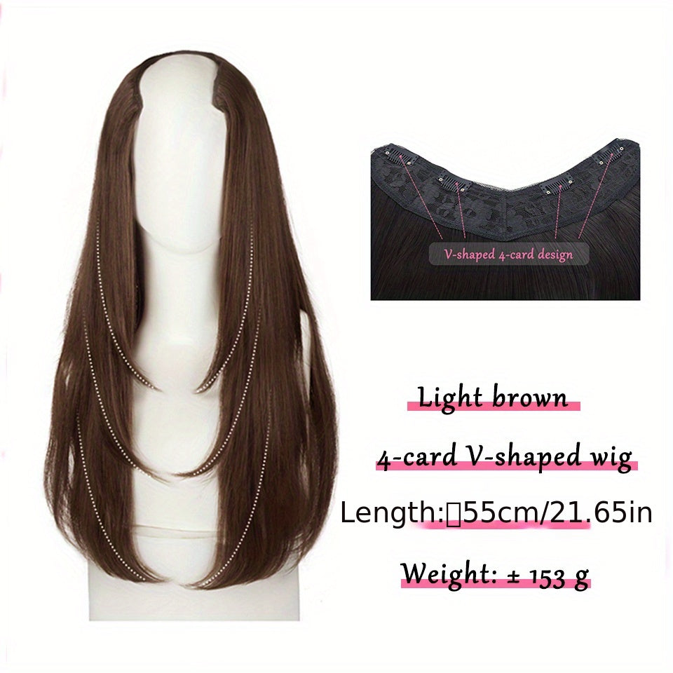 55-88 cm V-Shaped Long Straight Hair Extensions for Women Girls