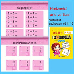 Math Exercise Book & Arithmetic Cards for Addition/Subtraction Within 10-100
