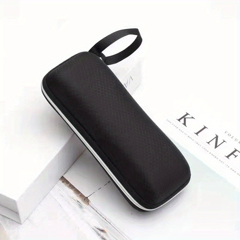Geometric Print Textured Glasses Case with Zipper