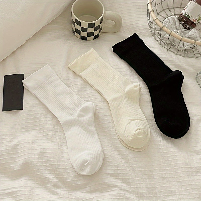 Soft Ribbed Mid Tube Socks Women's Stockings