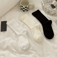 Soft Ribbed Mid Tube Socks Women's Stockings