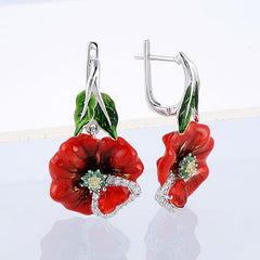 Red Zircon Dangle Earrings Romantic Wedding Jewelry