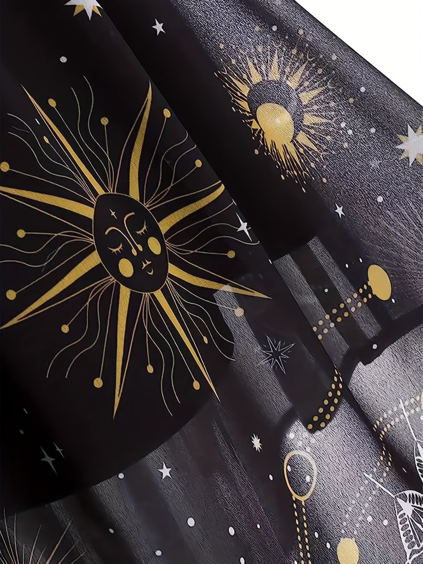  Moon & Sun Print Mesh Layered Cami Dress