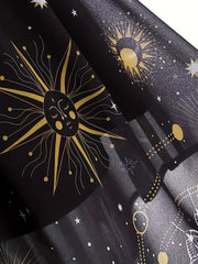  Moon & Sun Print Mesh Layered Cami Dress