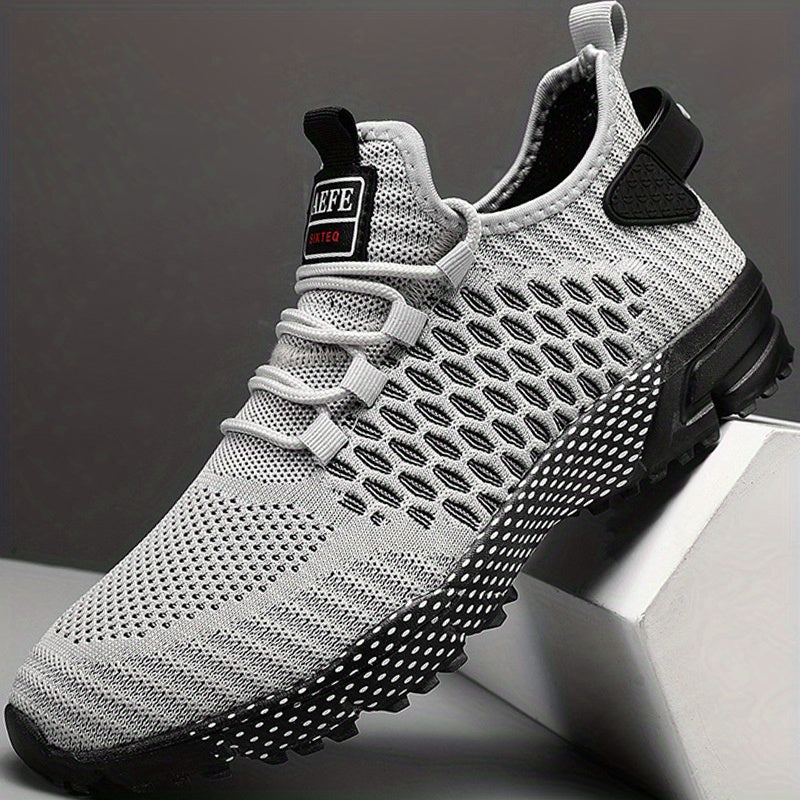 Men's Geometric Print Mesh Sneakers Outdoor Running Shoes