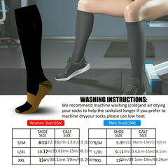 5 Pairs Copper Compression Socks 20-30mmHg Graduated Pressure Striped Pattern