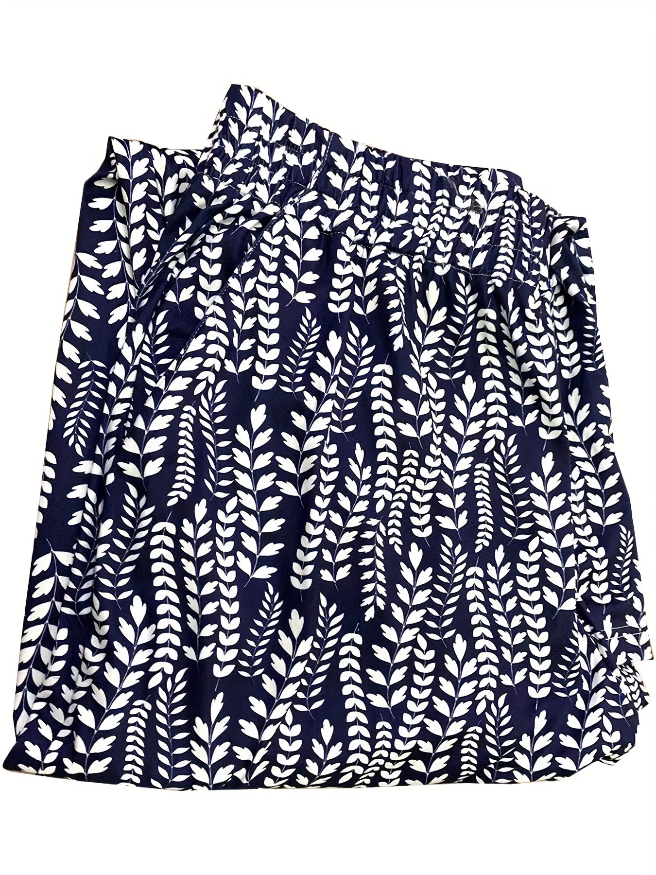 Women's Plus Allover Print Elastic High Rise Wide Leg Pants