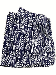 Women's Plus Allover Print Elastic High Rise Wide Leg Pants