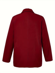  Casual Blazer Women's Plus Solid Long Sleeve Lapel Collar Workwear Bla