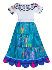 Girl's Graffiti Pattern Short Sleeve Dress Halloween Costume