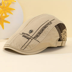 Flat Top Embroidered Duck Tongue Hat Skull Adjustable Flat Top Hat