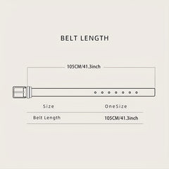 Geometric Long Buckle PU Belt Solid Casual Thin Belt for Women