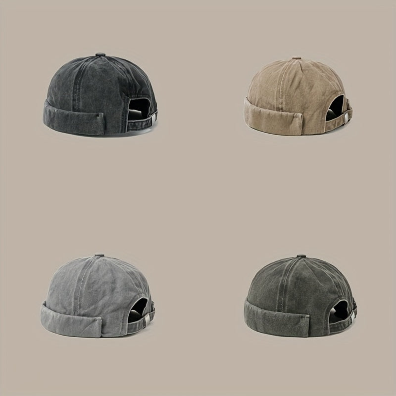 Retro Cotton Brimless Hat with Adjustable Cuff