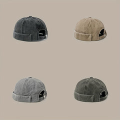 Retro Cotton Brimless Hat with Adjustable Cuff