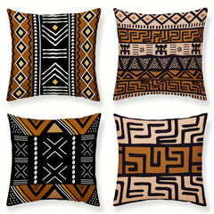 Bohemian Ethnic Short Plush Velvet Pillow Covers Brown Beige Decor