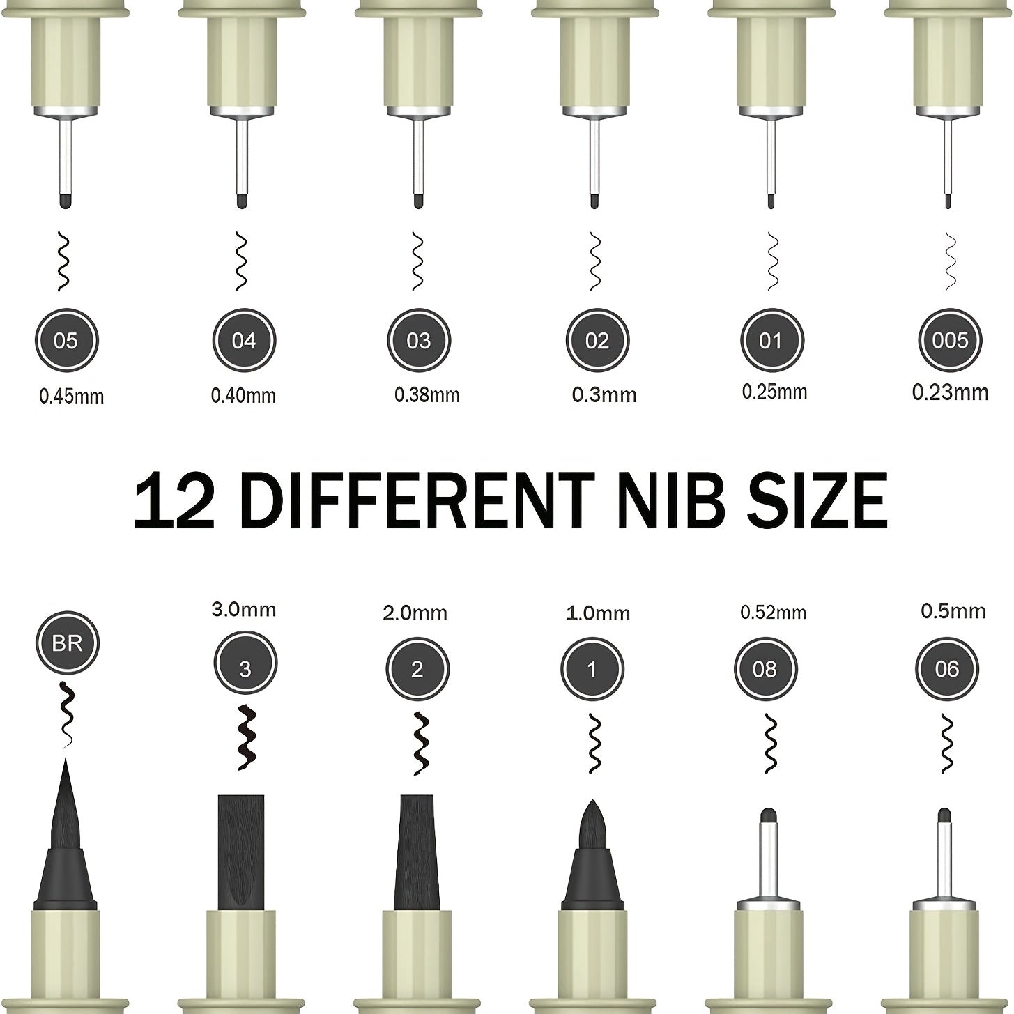 12-Pack Micro Fine Point Fineliner Ink Pens for Drawing Waterproof Archival