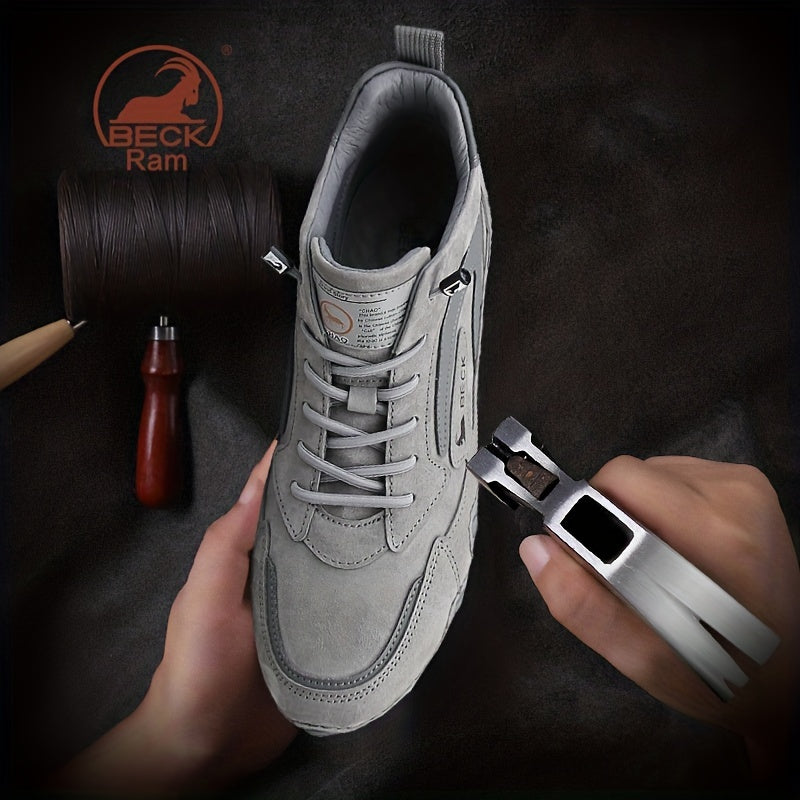 Men's High Top Leather Ankle Shoes Lightweight Non slip Waterproof Shoes