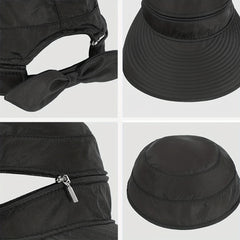 Zipper Visor Hat Solid Ponytail Sun Hat Lightweight Golf Baseball