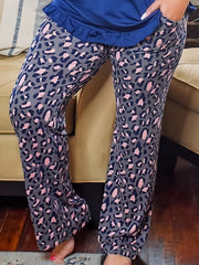  Leopard Print High Rise Drawstring Pants