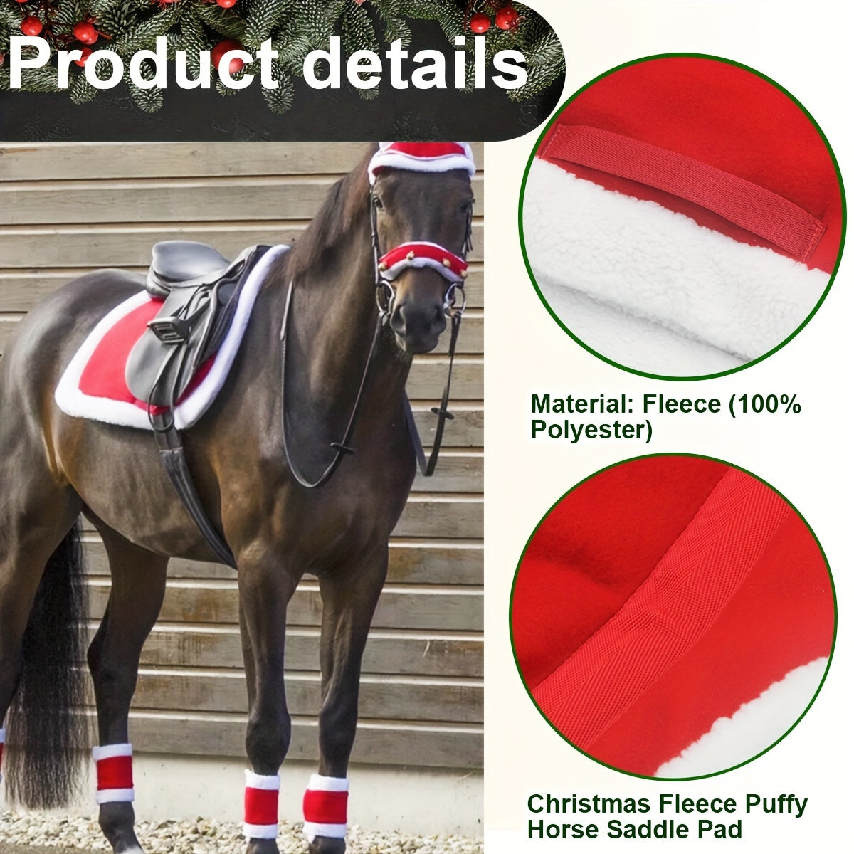 Christmas Red Fleece Horse Saddle Pad - Equestrian Supplies