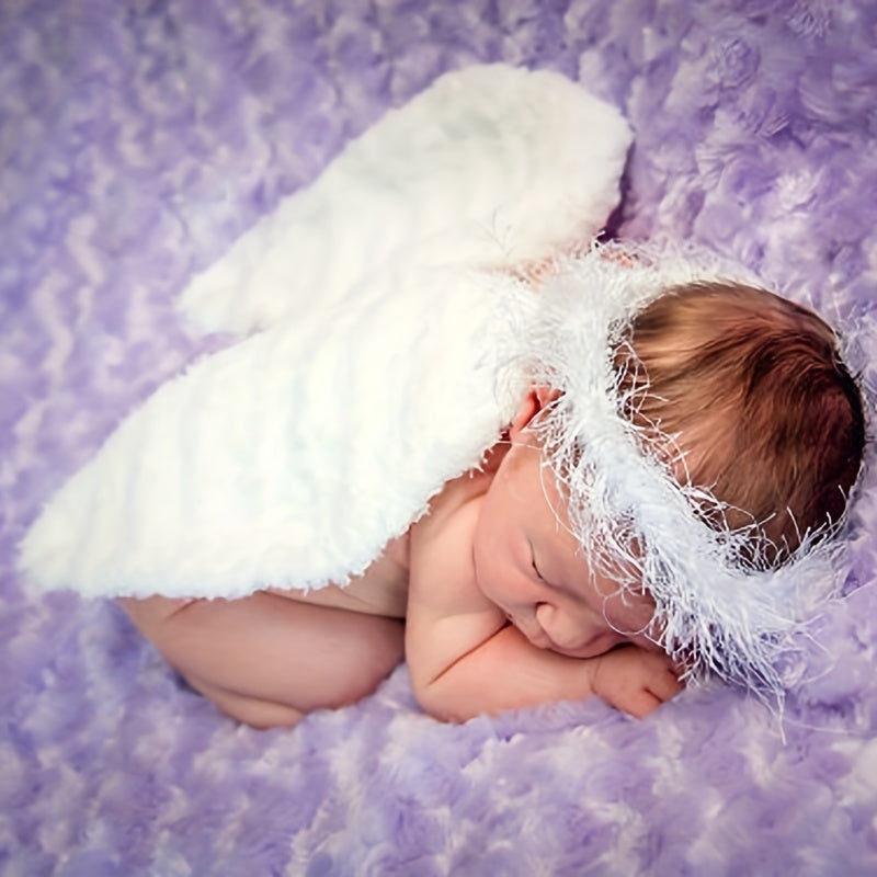 Baby Angel Hair Ring Feather Wings Photo Set