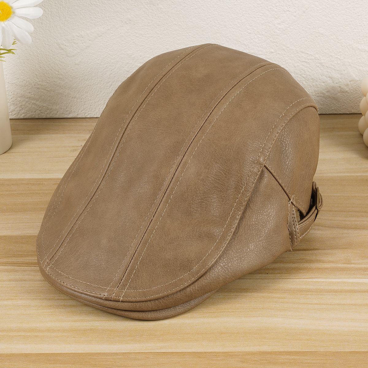 Newsboy Hat Women Autumn Winter Cowhide Solid Unisex Man Hat