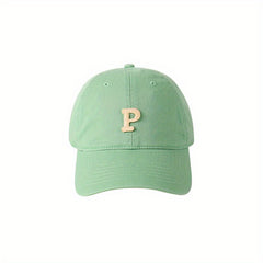Letter Patch Baseball Cap Mint Green Lightweight Casual Sun Hat
