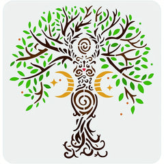 Tree Of Life Stencils, Moon Star Paint Stencil, Reusable Spiral Design