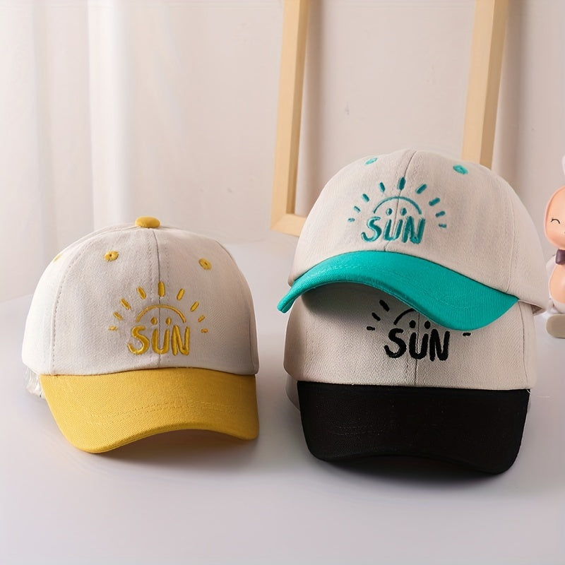 Kids Sunshade Breathable Baseball Cap with Sun Embroidery