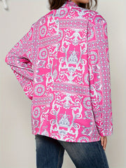  Boho Blazer Women's Plus Scarf Print Long Sleeve Lapel Collar Blazer