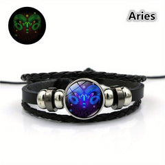 Luminous 12 Constellation Couple Bracelet Multilayer Beaded Braided