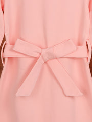 Girls' Autumn Long Sleeve Dress with Belt