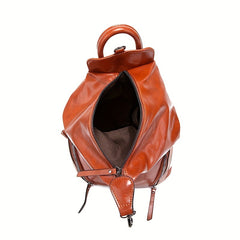 Retro Faux Letter Zipper Backpack Soft Daypack