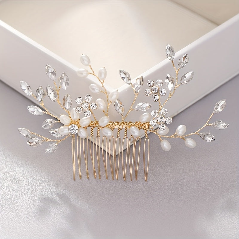Rhinestone Bridal Hair Comb Alloy Wedding Accessory Hand Wash