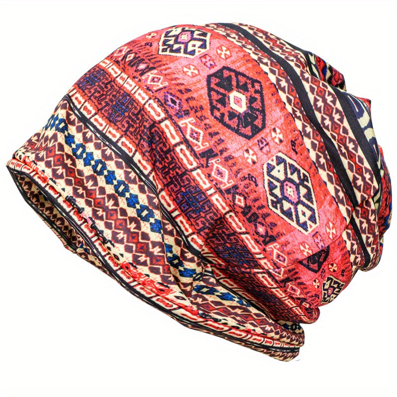 Boho Print Thin Slouchy Beanie Lightweight Chemo Cap