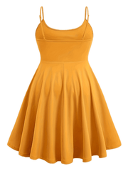  Solid Round Neck A-line Cami Dress