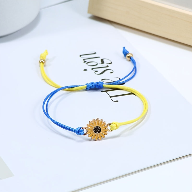 Men's Alloy Sunflower Yellow Friendship Bracelet