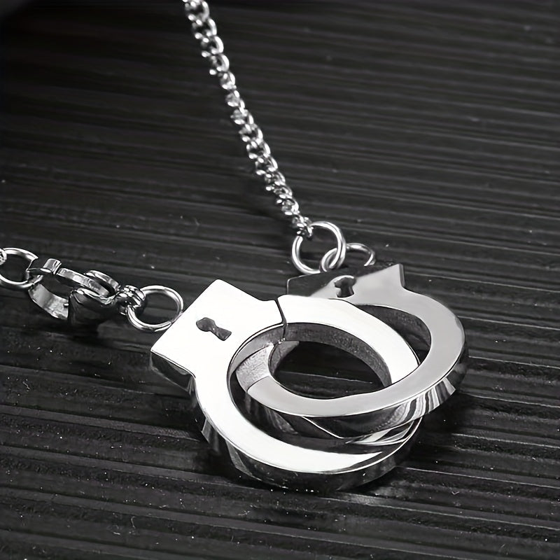 Funky Stainless Steel Handcuff Charm Necklace Men