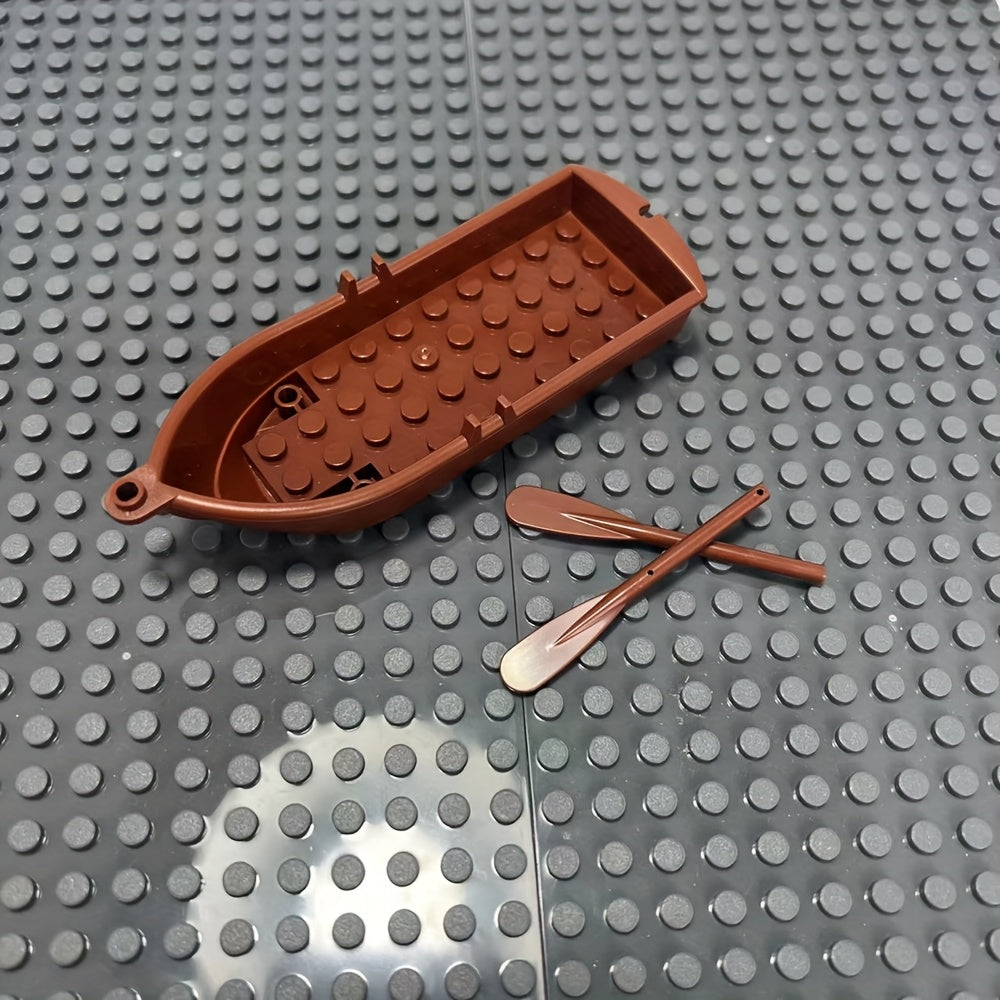 3pcs Hand Rowing Boat Building Blocks Set ABS Material Deep Brown