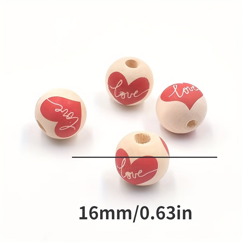 6pcs 16mm Heart Wooden Beads Loose Beads Series