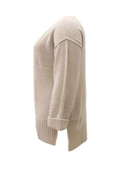  Casual Knit Top Solid Long Sleeve V Neck High Stretch Tunic