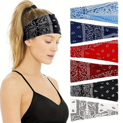 Boho Style Print Headband Yoga Sports Sweatband Turban